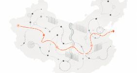 Map of China with networks and communications across it