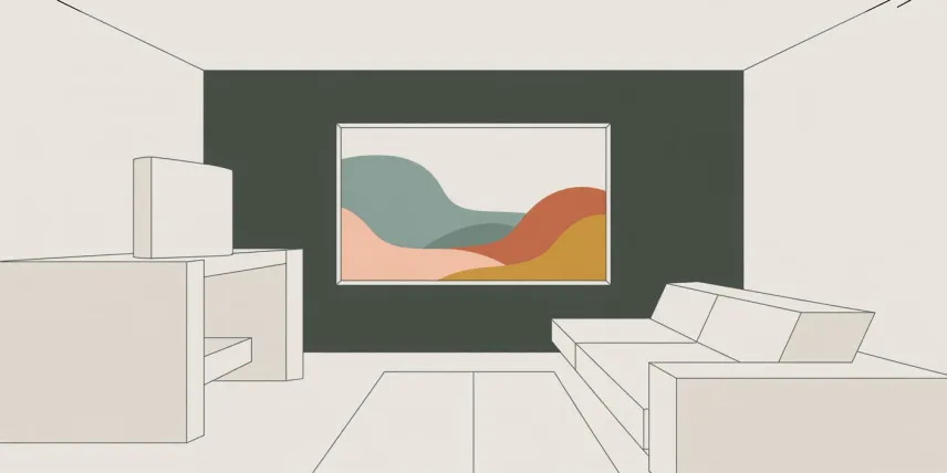 charcoal interior space with a simple rectangular window centred