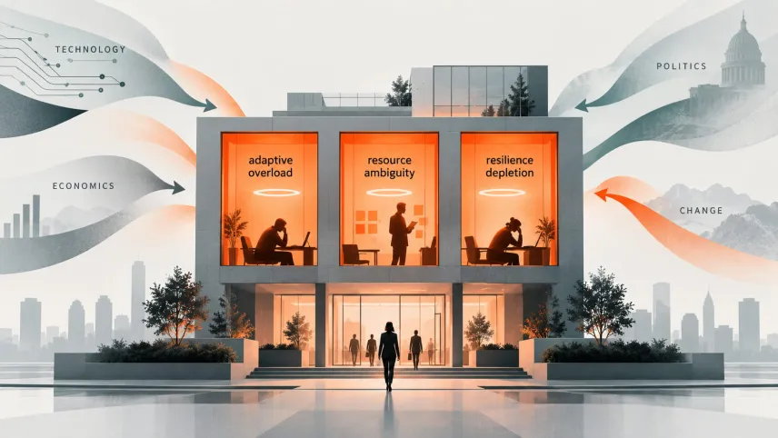 Three major risks shown on notices in an office building