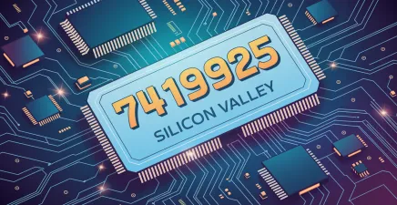 An illustration of a lottery ticket overlaid on a tech board/chipset background with the words "Silicon Valley" on it