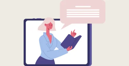 Graphic of a woman coaching online