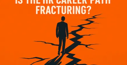 Graphic silhouette of main in suite walking on a fractured path