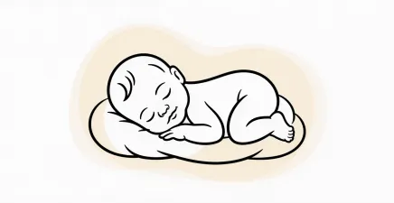 a delicate line art icon depicting a sleeping baby